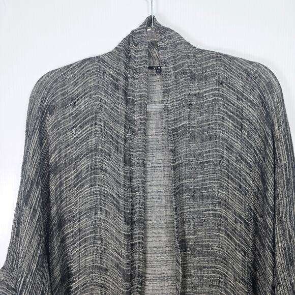 Vivid Mid Length Kimono Relaxed Long Line Open Cardigan Linen Space Dye Gray 2X - Picture 3 of 9